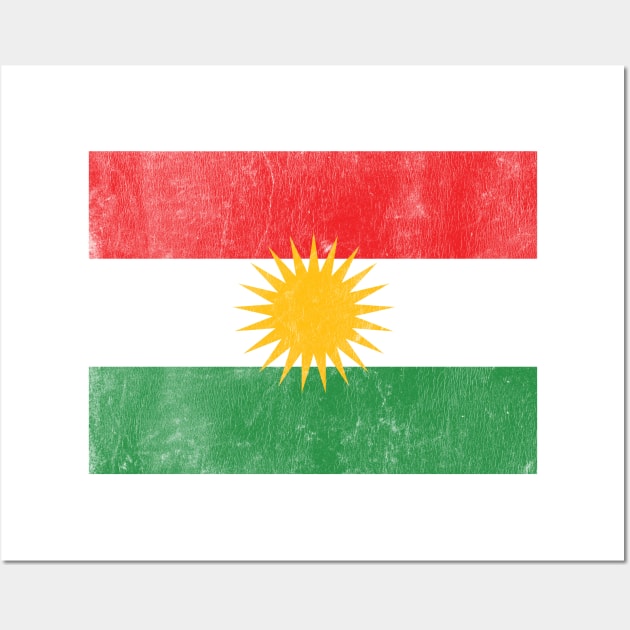 Kurdistan / Faded Vintage-Style Flag Design Wall Art by DankFutura